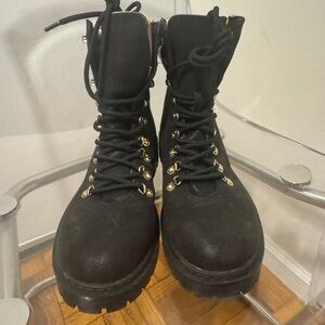 Women's Black Lace-Up Boots